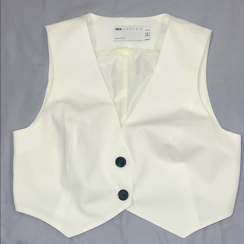 ASOS Design Cream Vest with Black Buttons